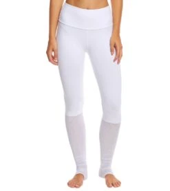 Beyond Yoga True Stripes Shirred Adjustable Yoga Leggings White