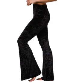 Onzie Bell Flare Yoga Pants Black Crushed Velvet