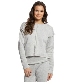 Onzie Cozy Raw Seam Crew Pullover Heather Grey Fleece -Beyond Yoga || Onzie || Marika Sales Store 1740385812515 heathergreyfleece