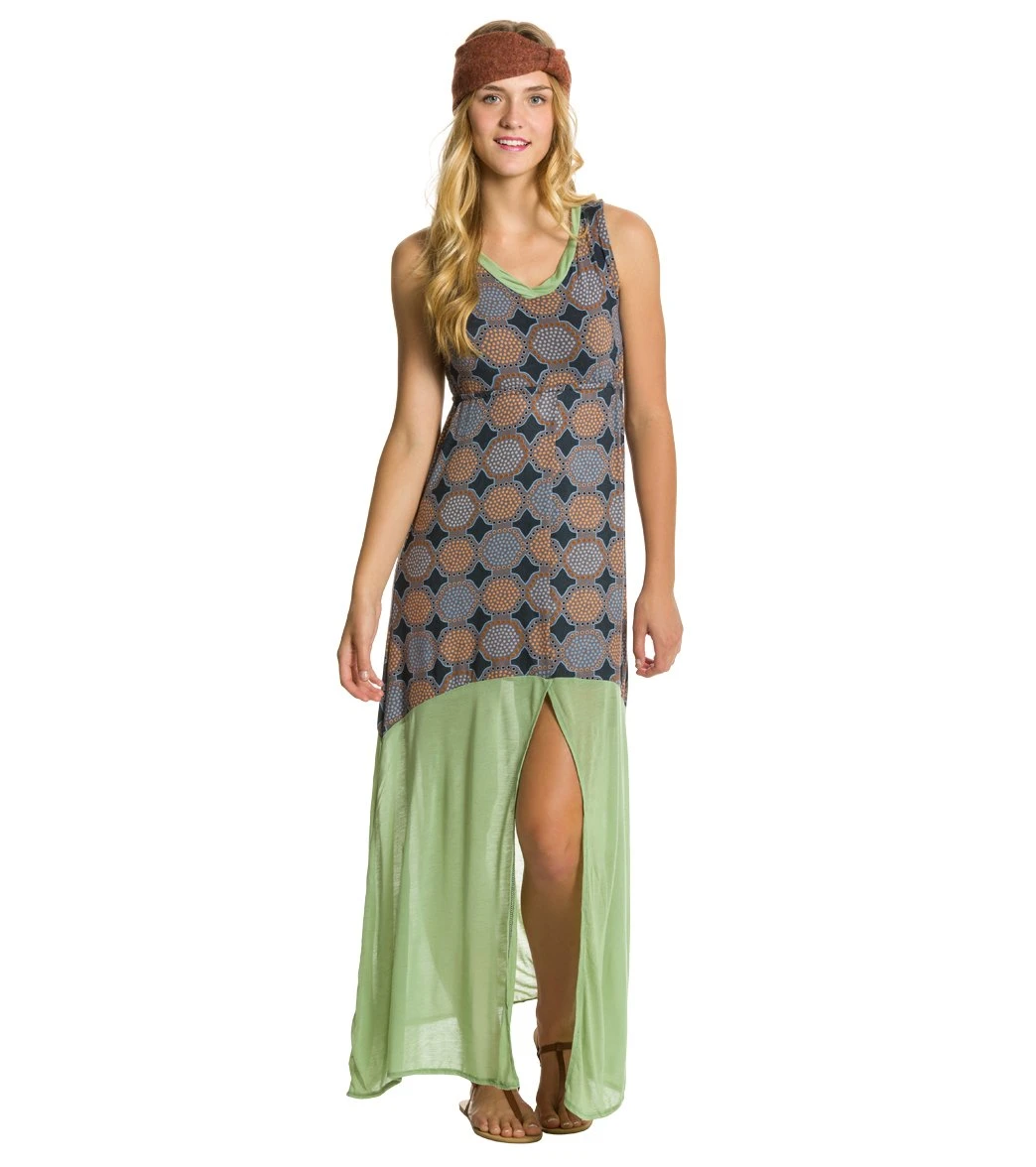 Yak & Yeti Journey Print Front Slit Maxi Gray/Olive 6 Yak & Yeti Journey Print Front Slit Maxi Gray/Olive - Image 4