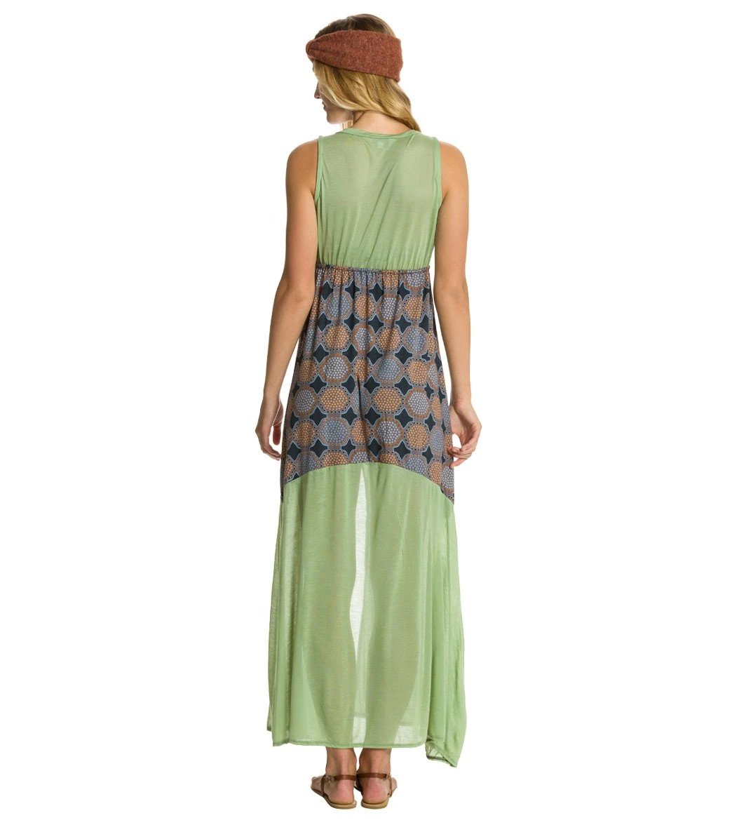 Yak & Yeti Journey Print Front Slit Maxi Gray/Olive 4 Yak & Yeti Journey Print Front Slit Maxi Gray/Olive - Image 2