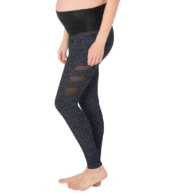 Beyond Yoga: Beyond The Bump Spacedye Maternity Triple Mesh Yoga Leggings -Beyond Yoga || Onzie || Marika Sales Store 1741520863267 blacksteel 2a