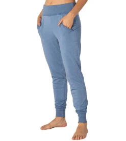 Beyond Yoga Cozy Fleece Foldover Long Sweatpant Joggers Serene Blue Heather