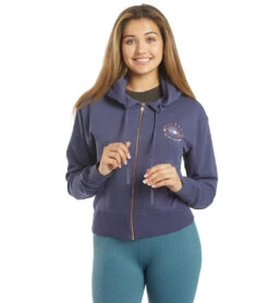 Spiritual Gangster Cosmos Talullah Zip Hoodie Classic Navy -Beyond Yoga || Onzie || Marika Sales Store 4521746038827 classicnavy