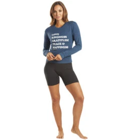 Spiritual Gangster Happiness Crew Neck Savasana Pullover Faded Navy -Beyond Yoga || Onzie || Marika Sales Store 4862134124587 fadednavy 4a