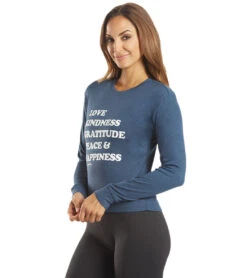 Spiritual Gangster Happiness Crew Neck Savasana Pullover Faded Navy -Beyond Yoga || Onzie || Marika Sales Store 4862134124587 fadednavy 5a