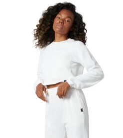 NUX Don't Stop Organic Crop Pullover White -Beyond Yoga || Onzie || Marika Sales Store 6570914283563 white