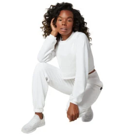 NUX Don't Stop Organic Crop Pullover White -Beyond Yoga || Onzie || Marika Sales Store 6570914283563 white 4a