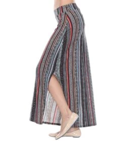 Yak & Yeti Long Skirt Stretchy Striped Tribal Print -Beyond Yoga || Onzie || Marika Sales Store 6577631821867 maroonmulti 2a 1