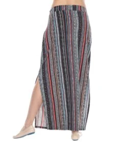 Yak & Yeti Long Skirt Stretchy Striped Tribal Print -Beyond Yoga || Onzie || Marika Sales Store 6577631821867 maroonmulti 3a 1