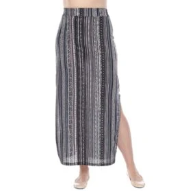 Yak & Yeti Long Skirt Stretchy Striped Tribal Print -Beyond Yoga || Onzie || Marika Sales Store 6577631887403 blackgray 1