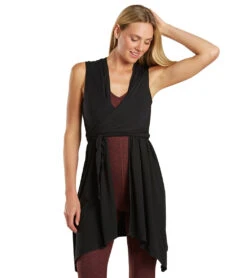 Everyday Yoga Wondrous Solid Wrap Dress Black -Beyond Yoga || Onzie || Marika Sales Store 6581670707243 black 7a 1