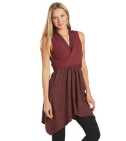 Everyday Yoga Wondrous Cheetah Wrap Dress Burgundy Cheetah