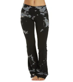 Hard Tail Rolldown Bootleg Flare Pant Iceberg Black Grey White -Beyond Yoga || Onzie || Marika Sales Store 6620205645867 icebergblackgreywhite