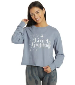 Spiritual Gangster Gratitude Mazzy Pullover Sweatert Blue Ash -Beyond Yoga || Onzie || Marika Sales Store 6622572773419 blueash