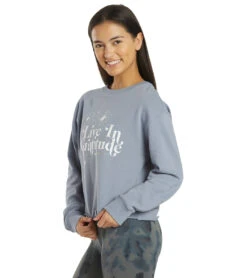 Spiritual Gangster Gratitude Mazzy Pullover Sweatert Blue Ash -Beyond Yoga || Onzie || Marika Sales Store 6622572773419 blueash 5a