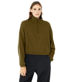 Bella + Canvas Cropped 1/2 Zip Sweatshirt Moss -Beyond Yoga || Onzie || Marika Sales Store 6646904848427 moss