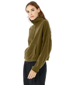 Bella + Canvas Cropped 1/2 Zip Sweatshirt Moss