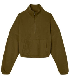 Bella + Canvas Cropped 1/2 Zip Sweatshirt Moss -Beyond Yoga || Onzie || Marika Sales Store 6646904848427 moss 4a