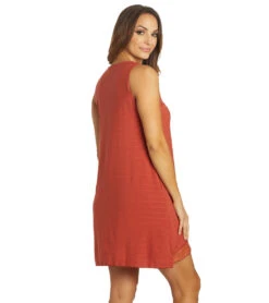 Yak & Yeti Casual Layered Lace Hem Dress -Beyond Yoga || Onzie || Marika Sales Store 6823873118251 rust 3a