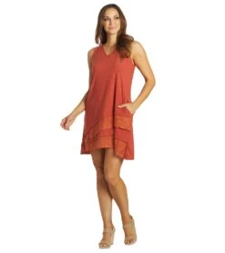 Yak & Yeti Casual Layered Lace Hem Dress Rust -Beyond Yoga || Onzie || Marika Sales Store 6823873118251 rust 4a 1