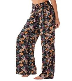 Lotus And Luna Wide Leg Drawstring Pants Black/Magenta