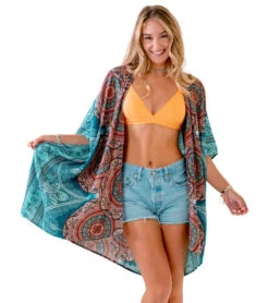 Lotus And Luna Kimono Orange/Teal -Beyond Yoga || Onzie || Marika Sales Store 7143836483627 orangeteal